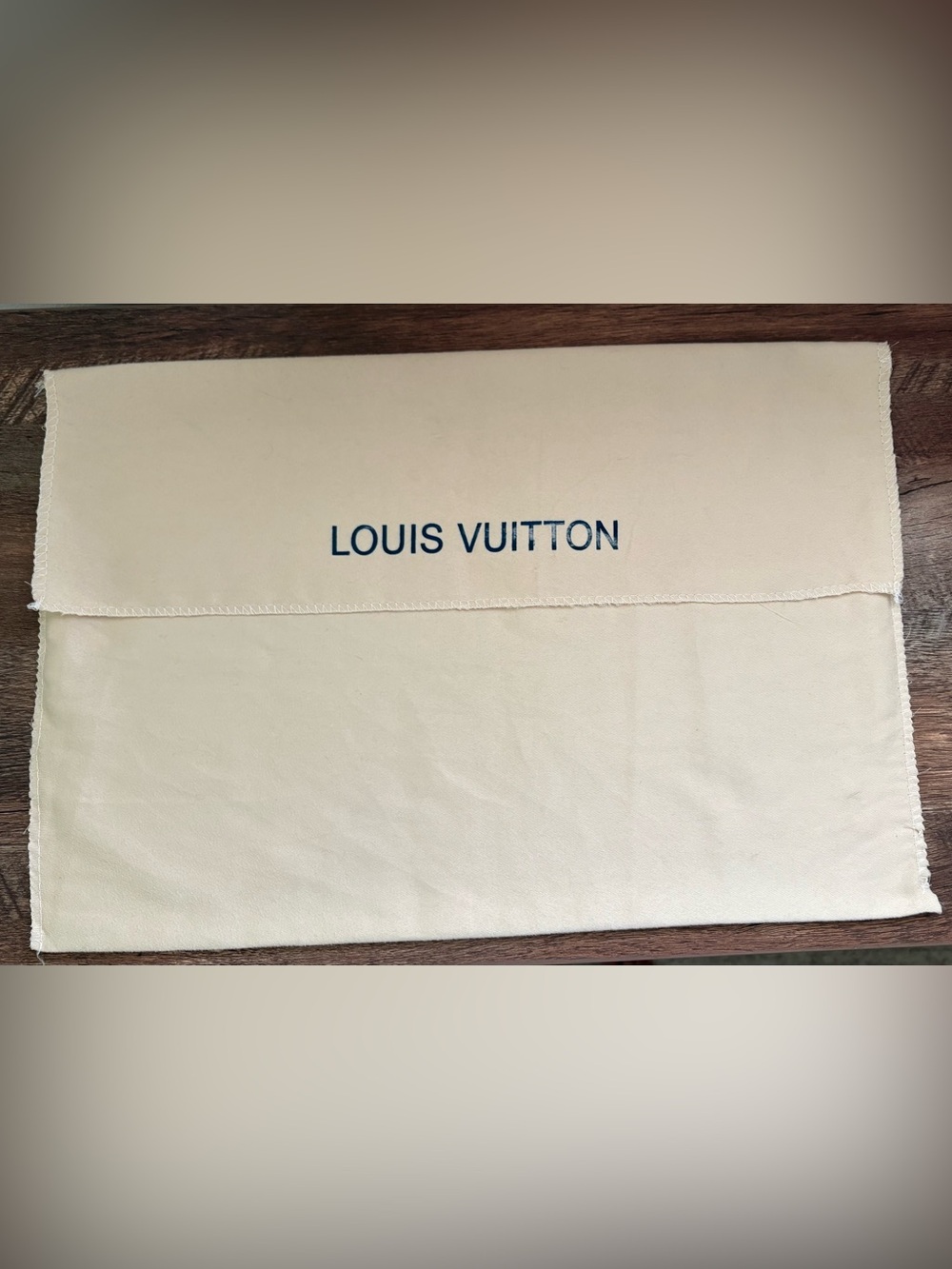 Louis Vuitton Cream and Navy Logo Storage Pouch